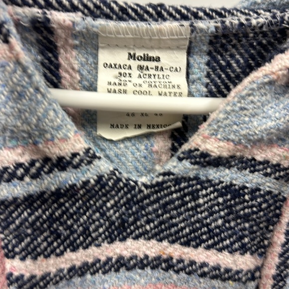 Molina Pink Blue Striped Hoodie Poncho Pullover Sweatshirt Jacket Womens XL - Picture 6 of 8